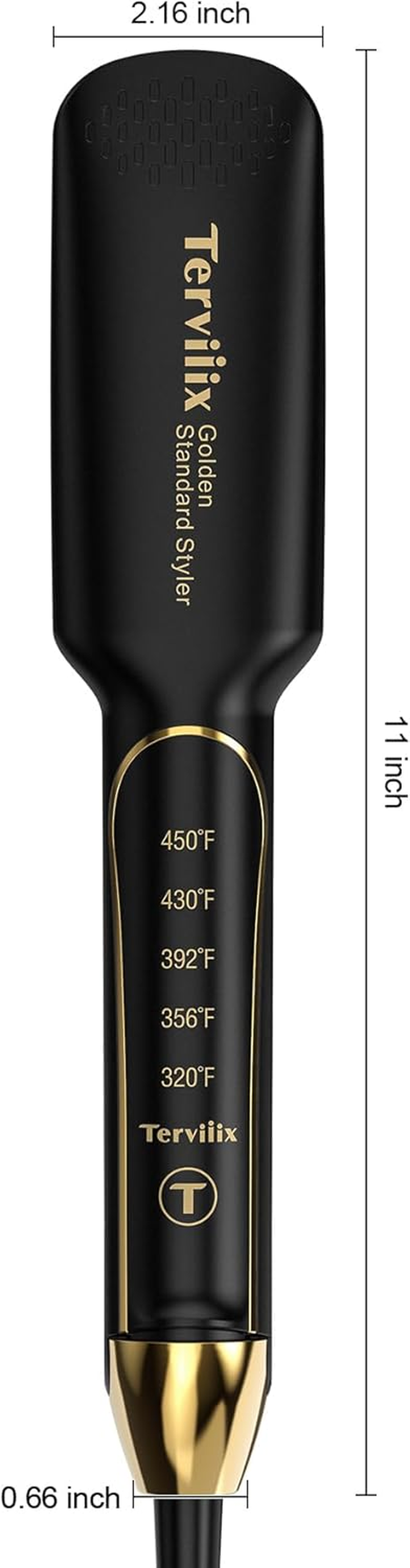 Terviiix Titanium Flat Iron Hair Straightener - ARC Non-Snagging for Smooth, One-Swipe Results, Salon-Grade Wide 1-3/4 Inch Straightening Iron Saves Time on Thick, Curly, Black & Natural Hair, Gold image number 3