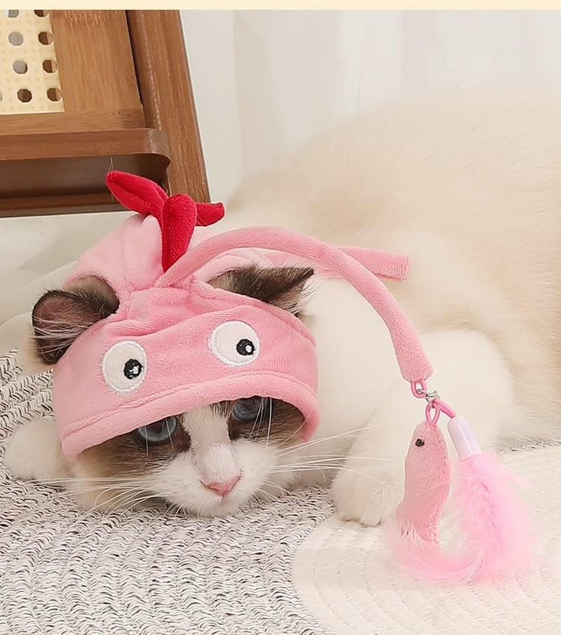 New Cat Hat Wearable Cat Tree, Head-Mounted Cat Self-Entertainment Interactive Toy, Interesting Pet Cat Head-Mounted Feather Toy, Indoor Cat Feather Hat Toy image number 4