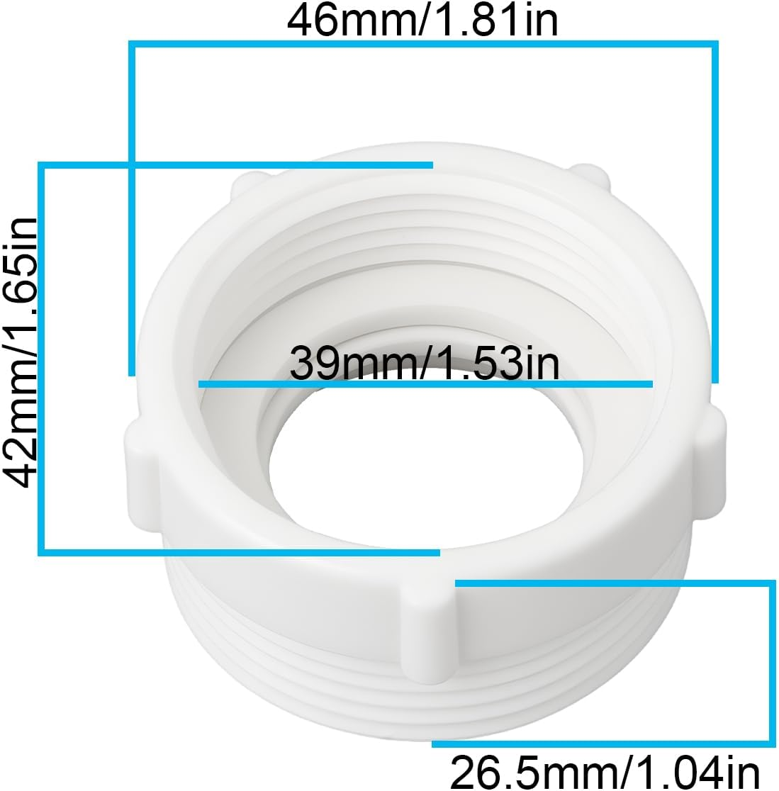 Ecsing 2Pcs 1-1/4 to 1-1/2 Thread Trap Waste Extension for Bath Shower Kitchen Sink image number 6