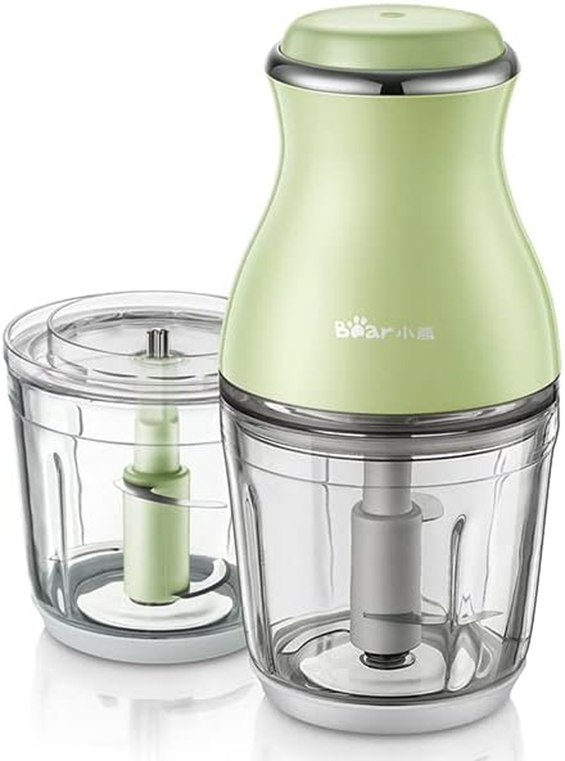 Bear 0.6L+0.6L Double Cups Mini Food Processors & Choppers,300W Solid Copper Motor Low Noise Baby Food Processor for Meet,Vegetable,Fruit and Baby Food,Green image number 6