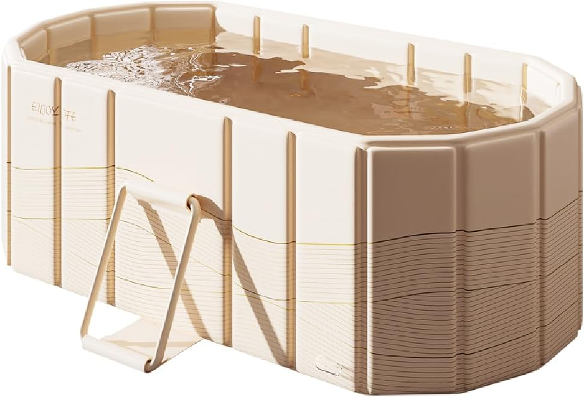 ALSTON Folding Bathtub 1.2M Large Durable PVC Inflatable Bath Tub Maintains Hot and Cold Temperature for Adult Family Gym Bath Collapsible Space Saving Yellow image number 6