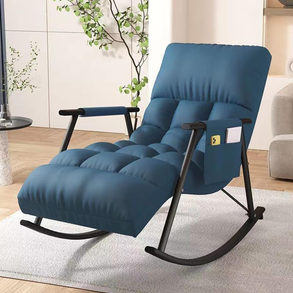 Hbluefat Modern 5 Speed Adjustable Relax Rocking Armchair - Stylish Lounge Sofa Chair for Lie, Sleep, Reading in Living Room, Bedroom, Balcony, Courtyard (Yellow)