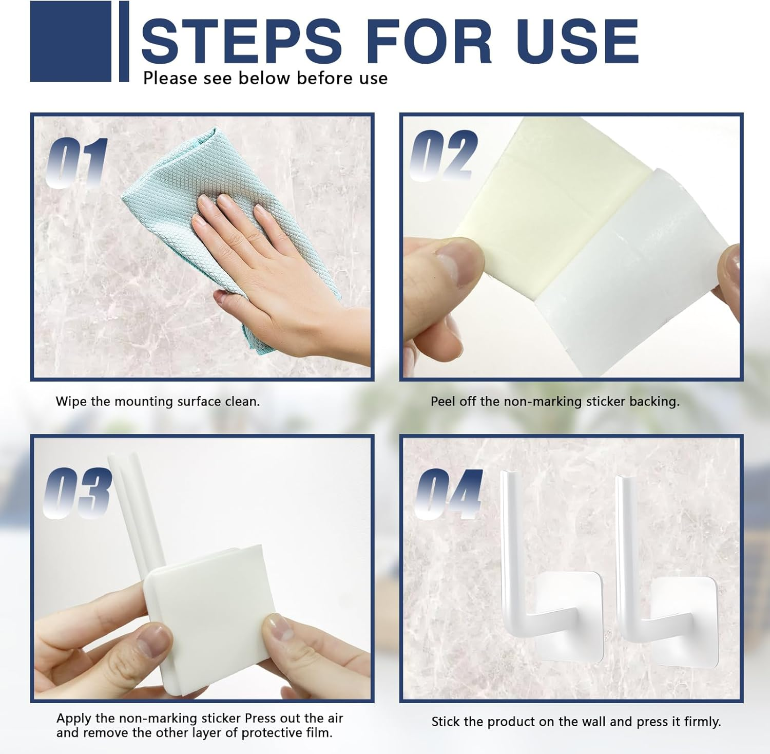 4 Pcs Curtain Holders, Self-Adhesive Hooks, L-Shaped Curtain Holdbacks, No Drill Curtain Pull Backs for Kitchen Living Room Office White image number 3