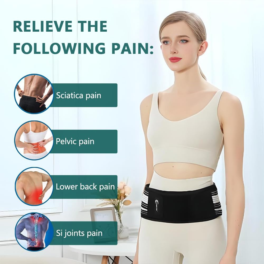 Sacroiliac Hip Belt &ndash; Adjustable SI Joint Support Brace for Men & Women, Hip & Trochanter Stability, Comfortable Daily Wear (Black & White) image number 3