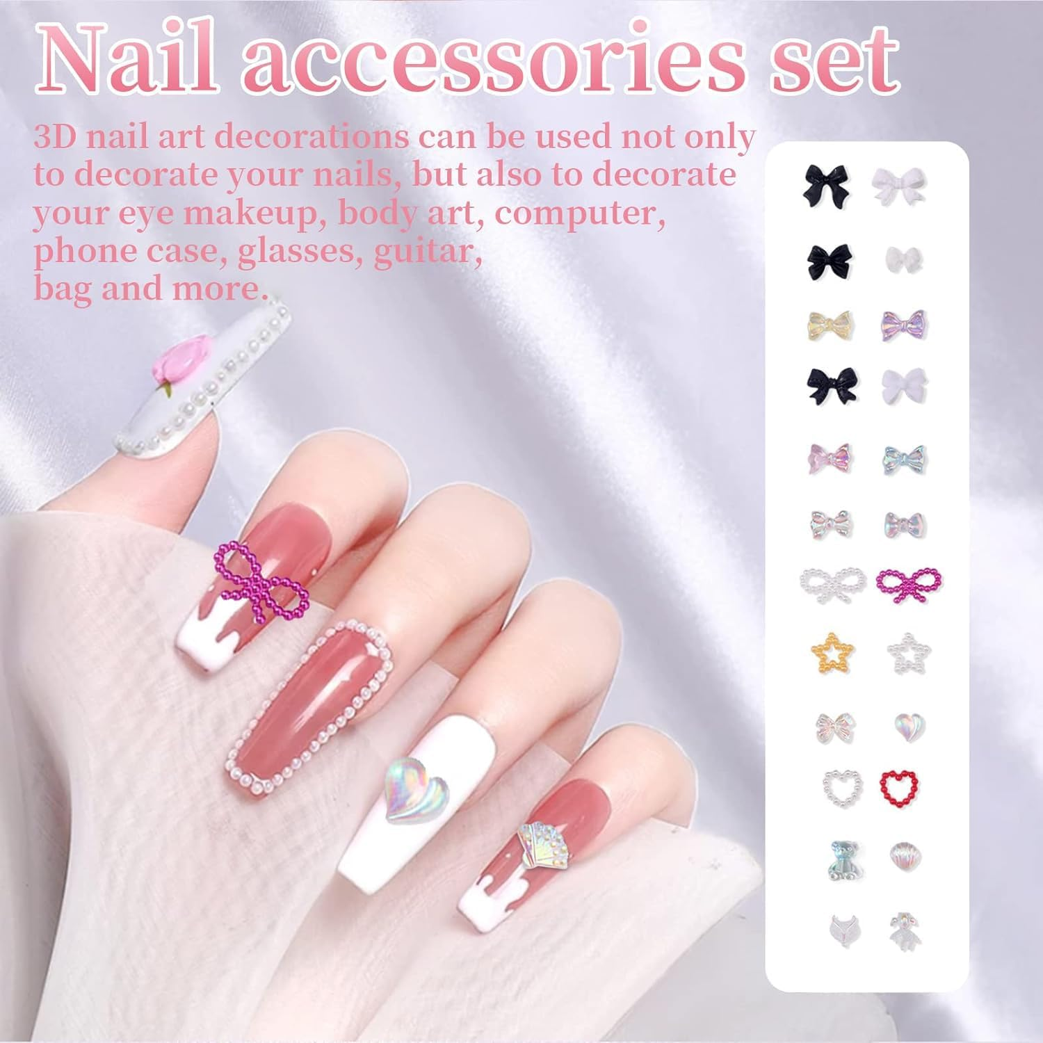 3D Aurora Bow Nail Art Charms
