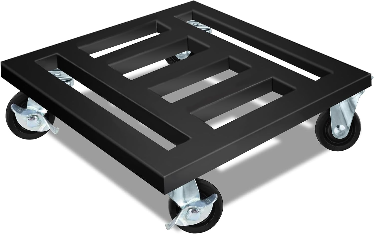 Heavy Duty Plant Caddy with Wheels, Metal Rolling Plant Stand Indoor Outdoor, 12'' Square Plant Dolly with Lockable Caster Wheels Holds up 400 Lbs Planter, 1 Pack, Black