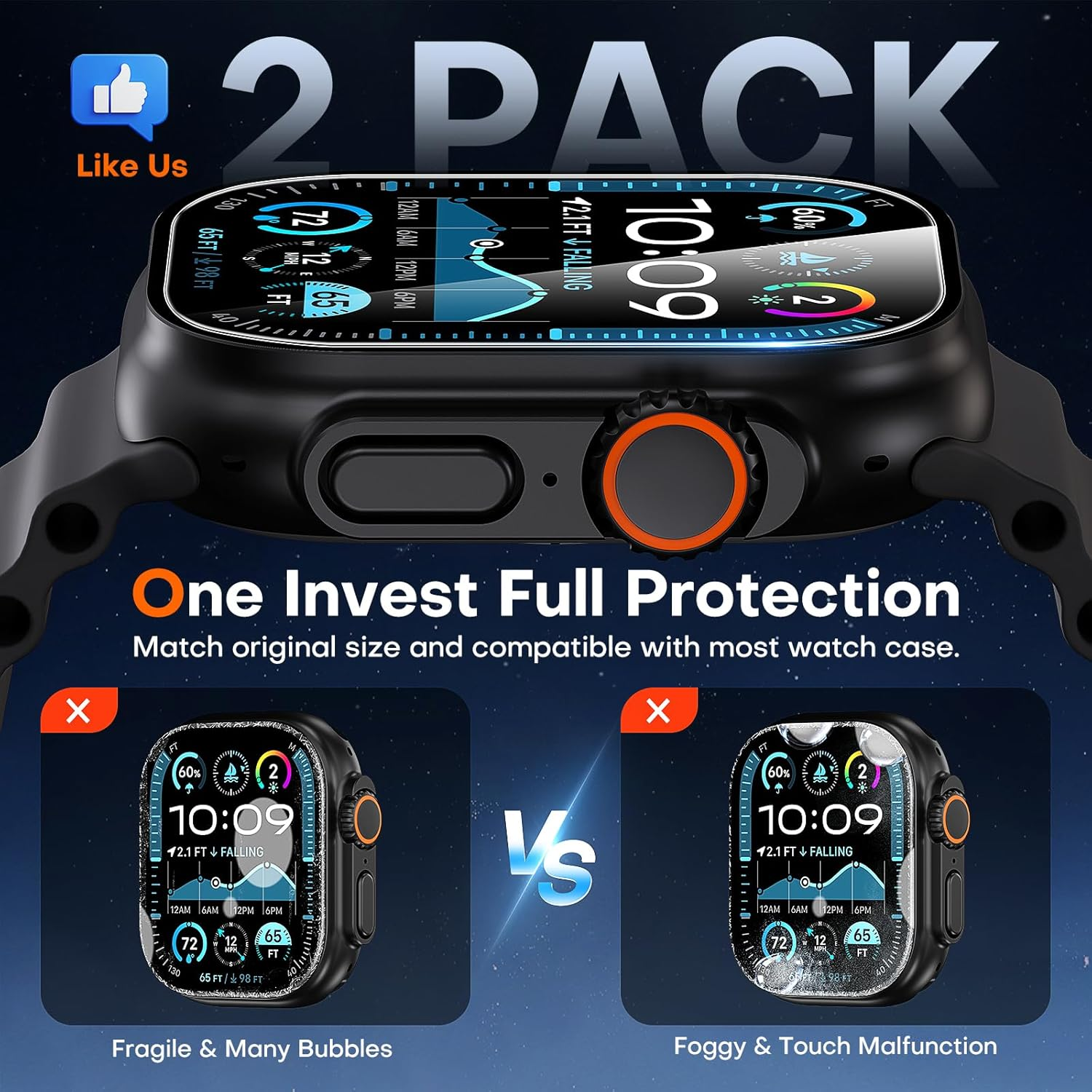 TAURI 2 Pack Screen Protector for Apple Watch Ultra 2/1 49Mm, with Auto-Installation, Tempered Glass, Scratch-Resistant,[Military Grade Protection] Film image number 5