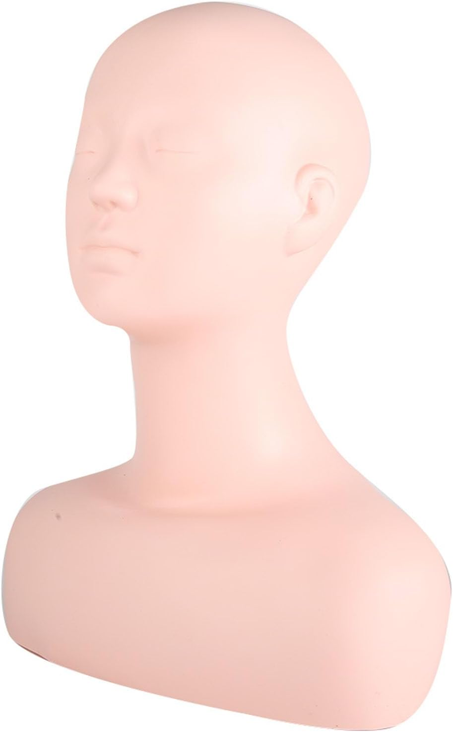 Mannequin Head, 21.3In PVC Manikin Head Mannequins with Shoulder Life Size Multi Function Soft Mannequin Head Model for Makeup, Hairdressers, Massage Practice, Eyelash Extensions