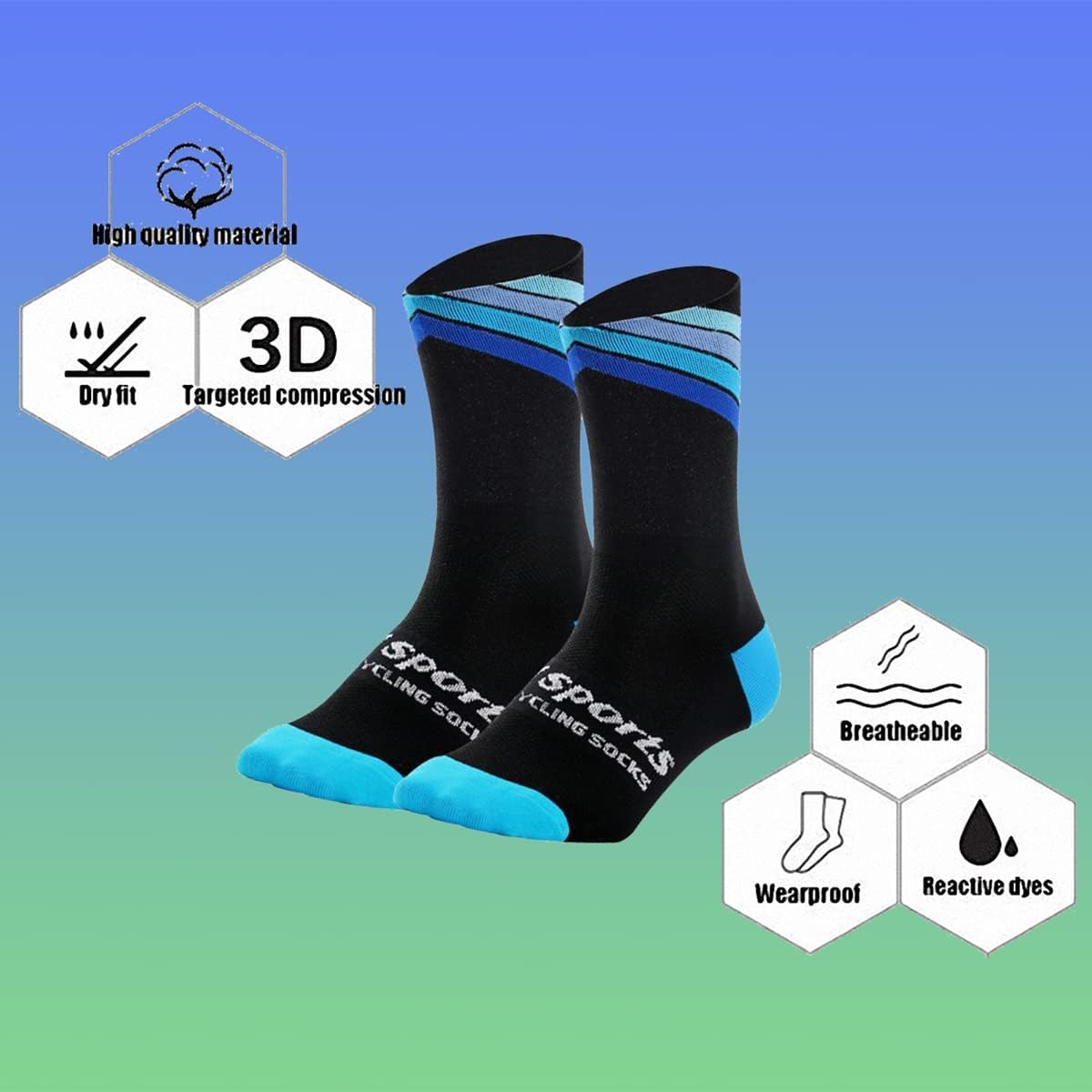 Guaziv Mens Womens Cycling Socks,4-6Pcs Running Socks Colourful Athletic Socks Ankle Sport Socks 6-11 image number 5