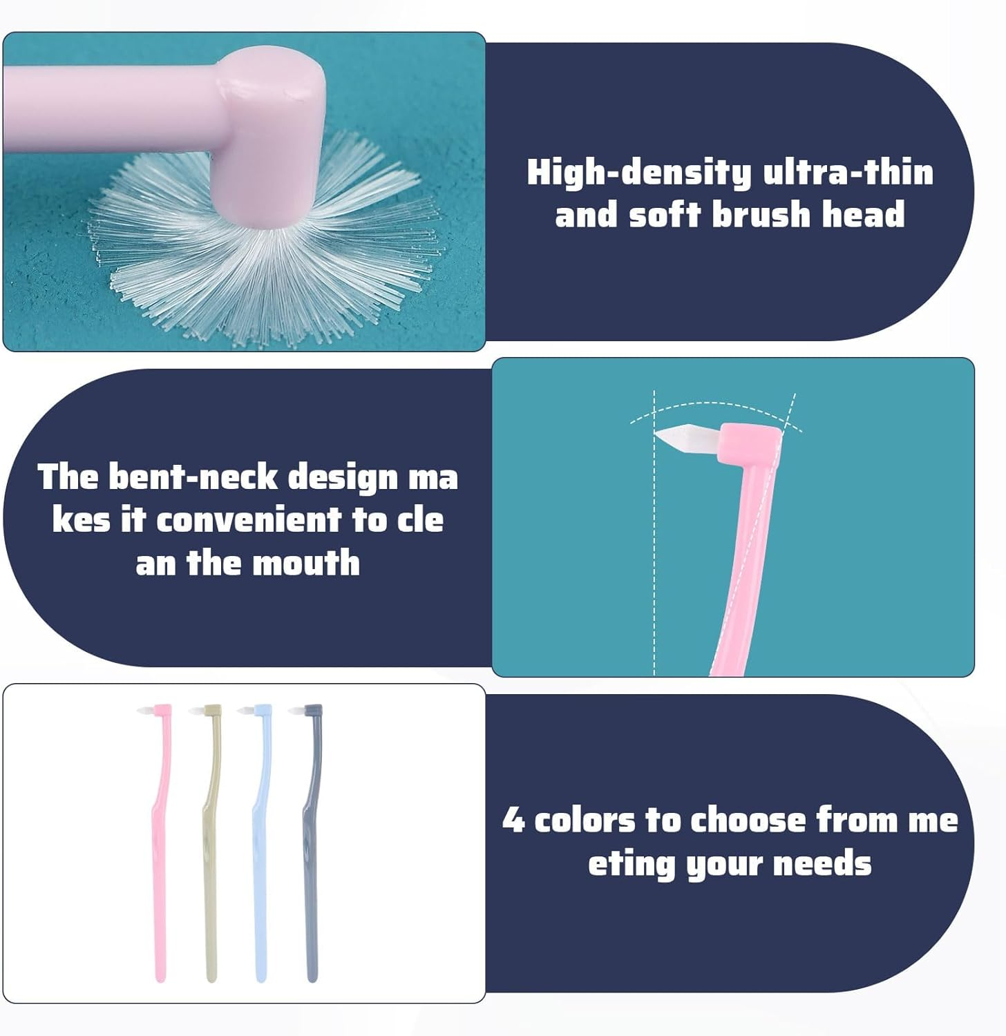 12 Pcs Interdental Toothbrush, Tufted Toothbrushes, Soft Single Interspace Toothbrush, Slim End Tufted Tapered Tooth Brush for Orthodontic Braces, Detail Cleaning, Tooth Brush for Line and Bridges image number 1