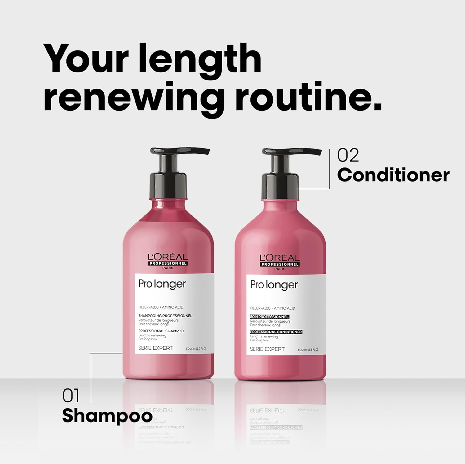 L'Or&eacute;al Professionnel | Strengthening Conditioner for Long and Thin Hair, with Filler A-100 & Amino Acids, Expert Series, Pro Longer Conditioner, 500 Ml image number 2