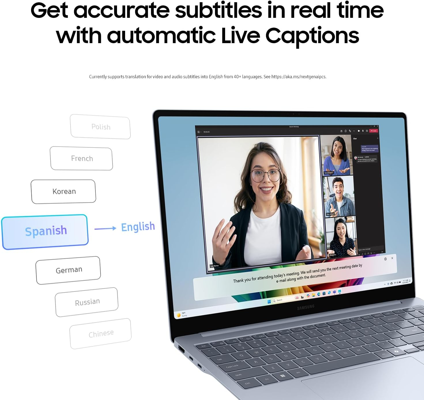 SAMSUNG 15.6&rdquo; Galaxy AI Book4 Edge PC Laptop Computer, Snapdragon X plus Processor, Live Captions, FHD LED Anti-Glare Display, Long-Lasting Battery, 2024 Version, NP750XQA-KB2US image number 4