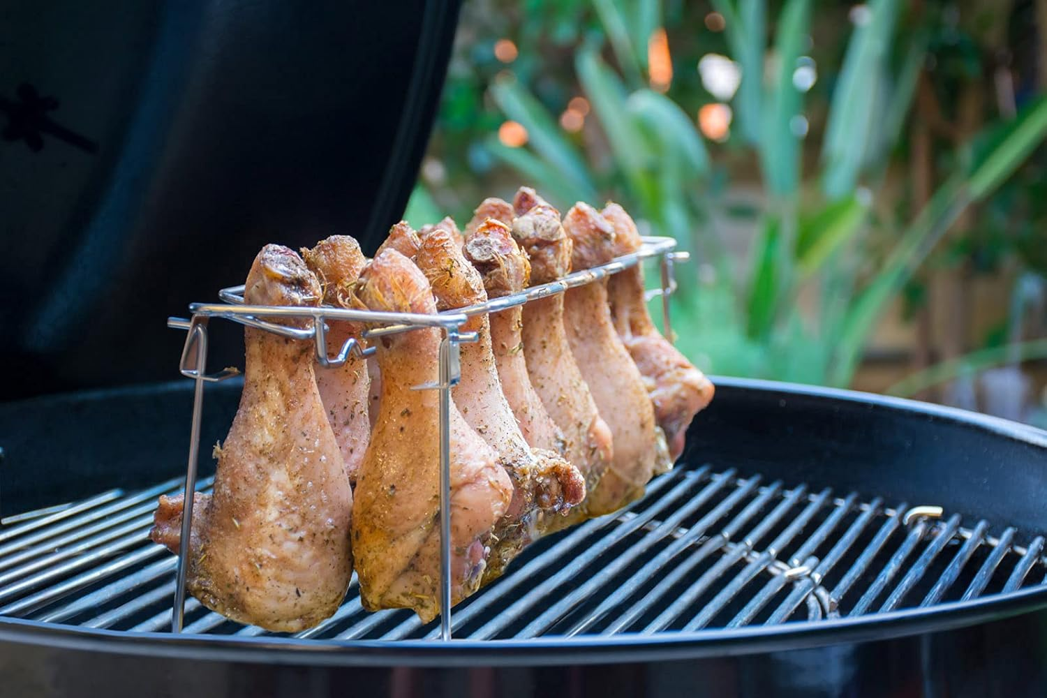 Chicken Leg and Wing Rack for Grill Smoker Oven - Easy to Use 14 Slots Chicken Leg Rack - High Grade Stainless Steel Chicken Wing Rack Chicken Drumstick Holder for Perfect Cook image number 3