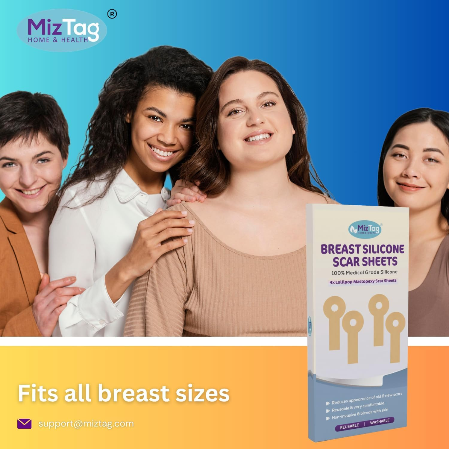 Post-Op Surgery Essentials for Breast Reduction and Augmentation - Silicone Sheets for Recovery - Comfortable Fit under Post-Op Bra (4 PCS) image number 3