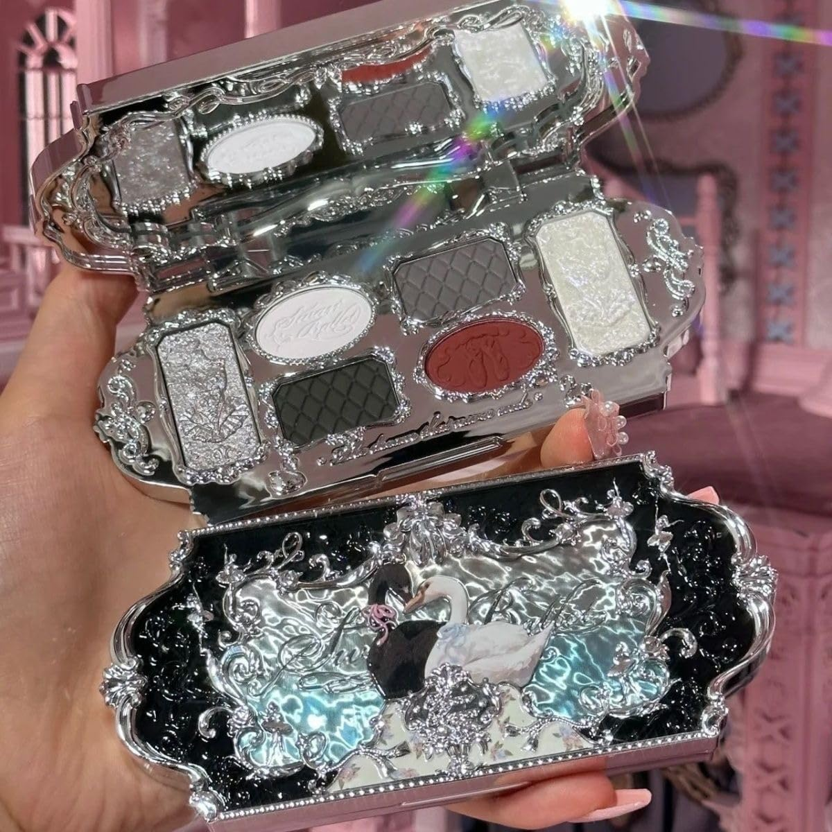 Flower Knows Swan Lake Ballet Eyeshadow Palette Delicate Matte Glow Waterproof 6-Color Glitter Eyeshadow Palette (C02) - C02 image number 2