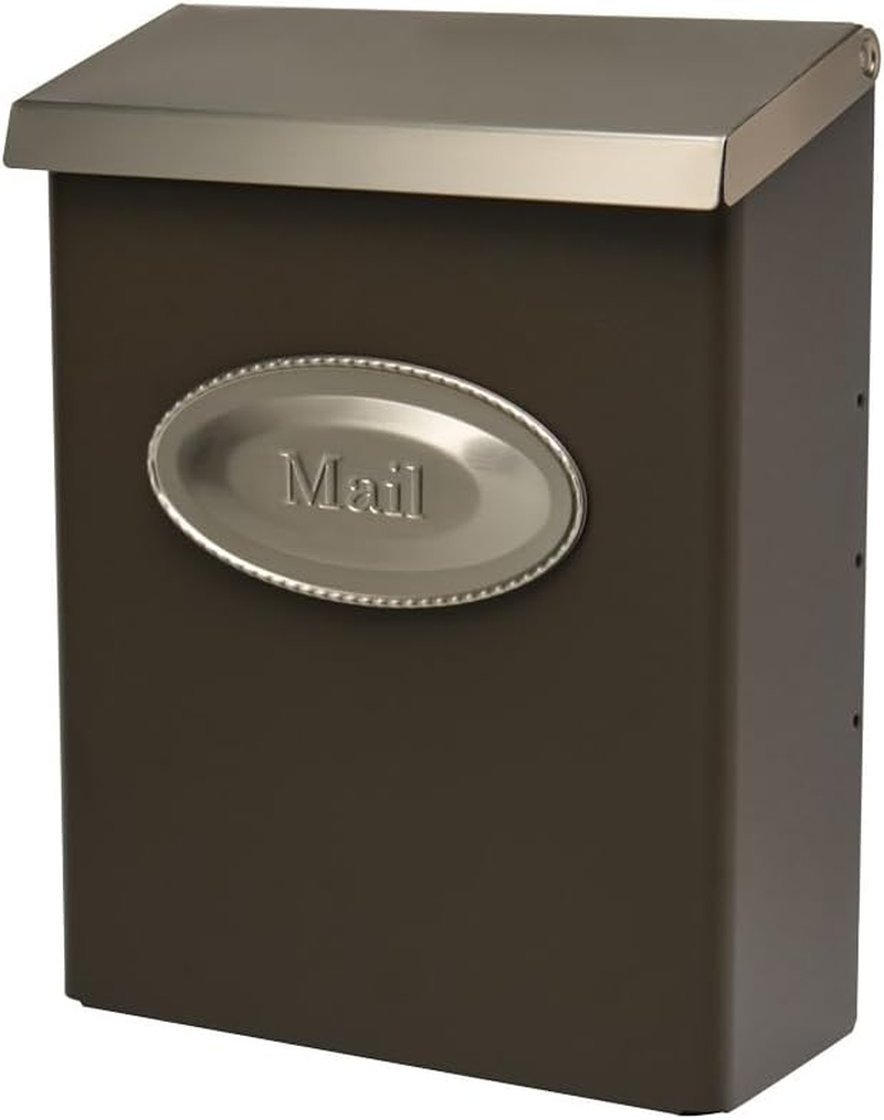 Architectural Mailboxes Designer Locking, Medium Capacity, Galvanized Steel, Wall-Mount Mailbox, Venetian Bronze/Satin Nickel