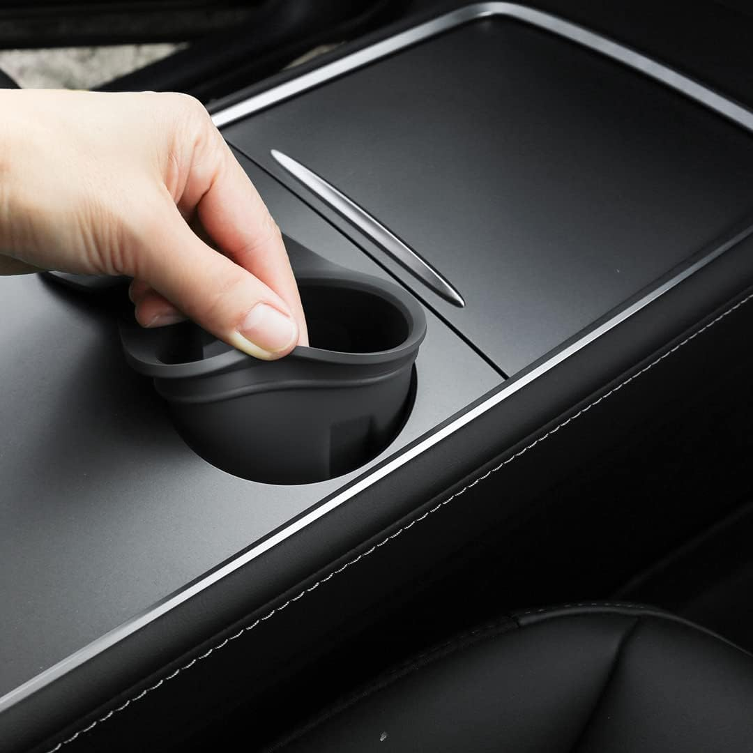 Lh-Tesla Model Y & Model 3 Center Console Cup Holder Insert - Compatible with 2021-2023 New Console Models, Black