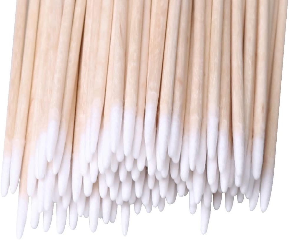 400Pcs Pointed Cotton Swabs, 4 Inch Precision Microblading Cotton Swab Cotton Sticks Applicator for Eyebrow Tattoo Beauty Make-Up Nail Clean, Wood Handle Pointed Tip Head