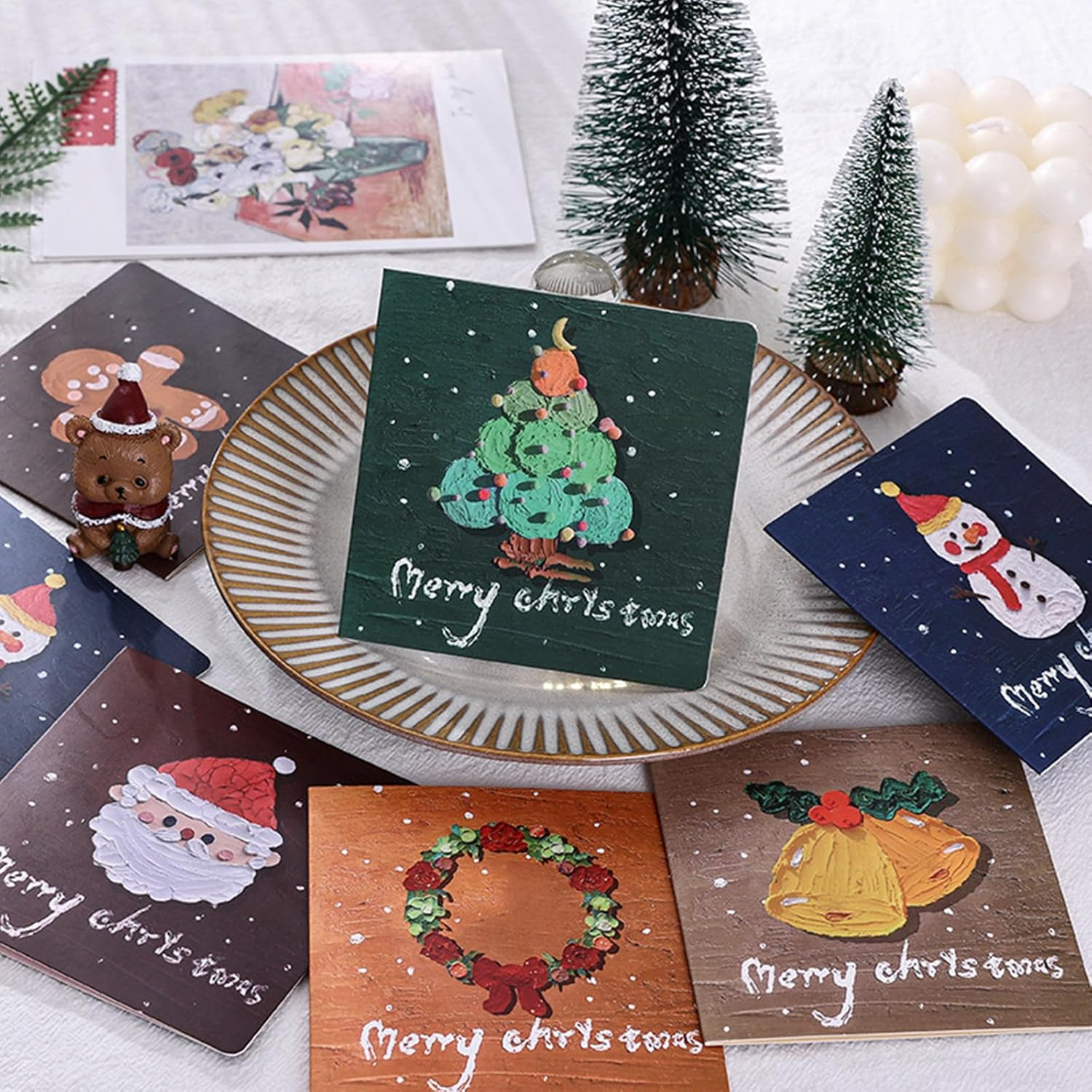 6 Pack Christmas Cards, Small Greeting Cards Bulk with Envelopes in 6 Styles, Silver Pressed Craft, Sealing Stickers Perfect for Christmas Dream image number 4
