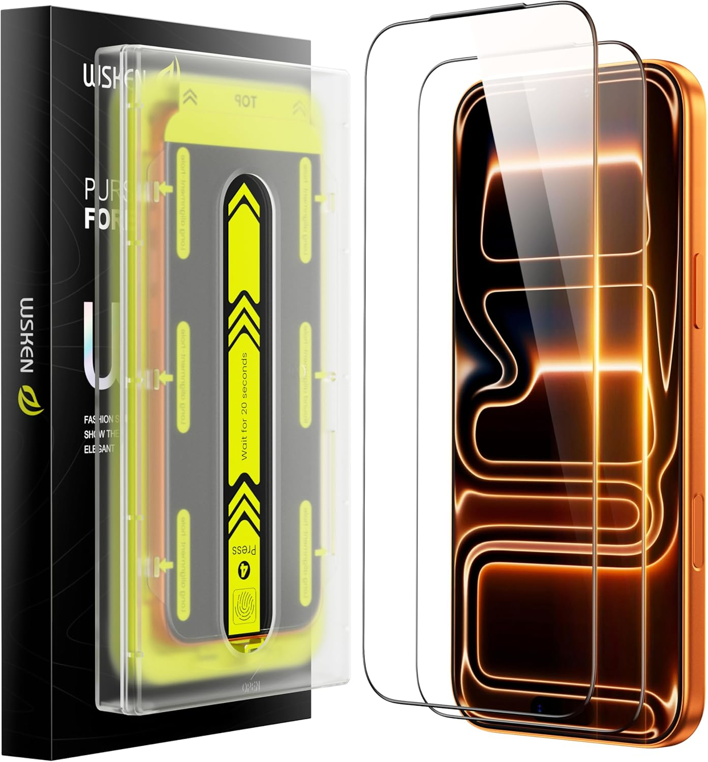 WSKEN for Iphone 17 Pro Screen Protector - [Auto-Dust Removal] [Top 9H+ Tempered Glass] 12FT Shatterproof Military Grade Diamond HD Durable Flim Easy Install Case Friendly, 2 Pack