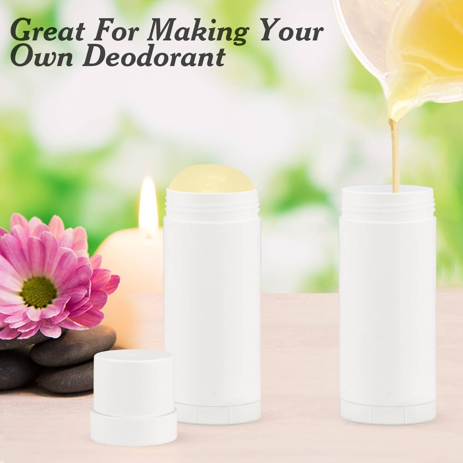 Mirrline 60Ml/2Oz White Deodorant Containers Plastic Twist up Filling Bottle Refillable Deodorant Holder Stick for Crayon Lip Balm Chapstick Sunscreen Lotion Bar - 12 Pack image number 1