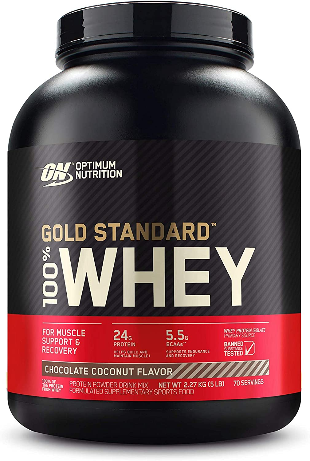 OPTIMUM NUTRITION Gold Standard 100% Whey Protein Powder, Chocolate Coconut, 2.27Kg - [2024/2025 Plastic Neck Band Packaging May Vary] image number 4