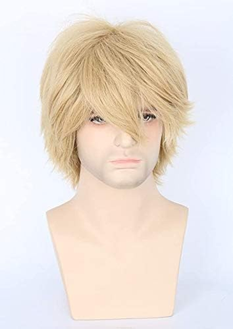 Topcosplay Short Straight Cosplay Halloween Wigs for Women Bob Cut Hair Wig with Bangs Light Blonde - Blue image number 3