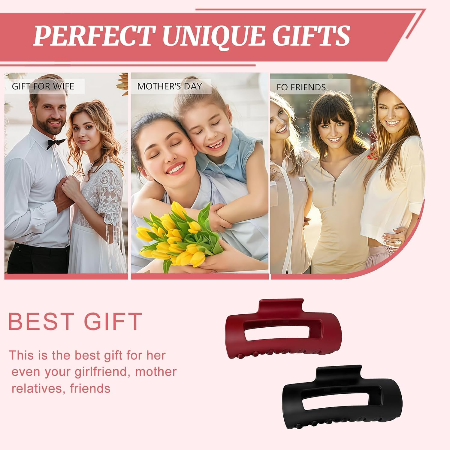 Xanthelle Haarklammer, Pack of 2 Large Hair Claws for Women, Squishy Silicone Grip Non-Slip, Soft Large Hair Clip for Thick Hair, Comfortable Hair Clips image number 3