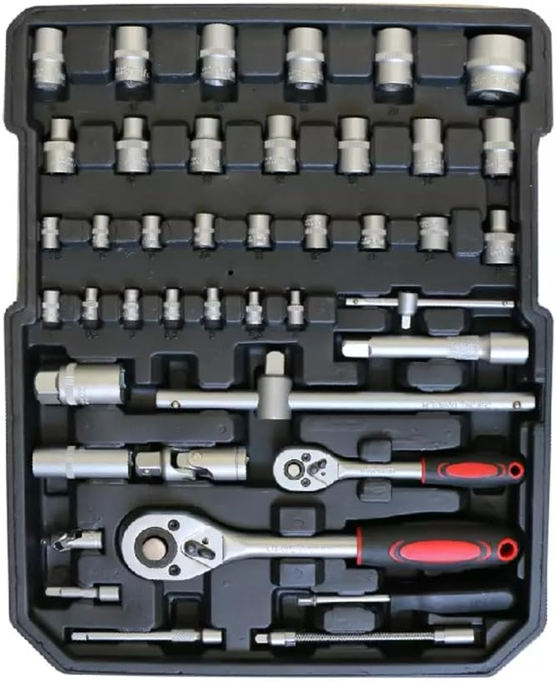 1375PCS Household Repair Tool Set - Portable Hand Tool Box Trolly Case on Wheels, Professional Mechanics Kit with Multi-Functional Wrench Hammer, DIY Repair Tools, Black