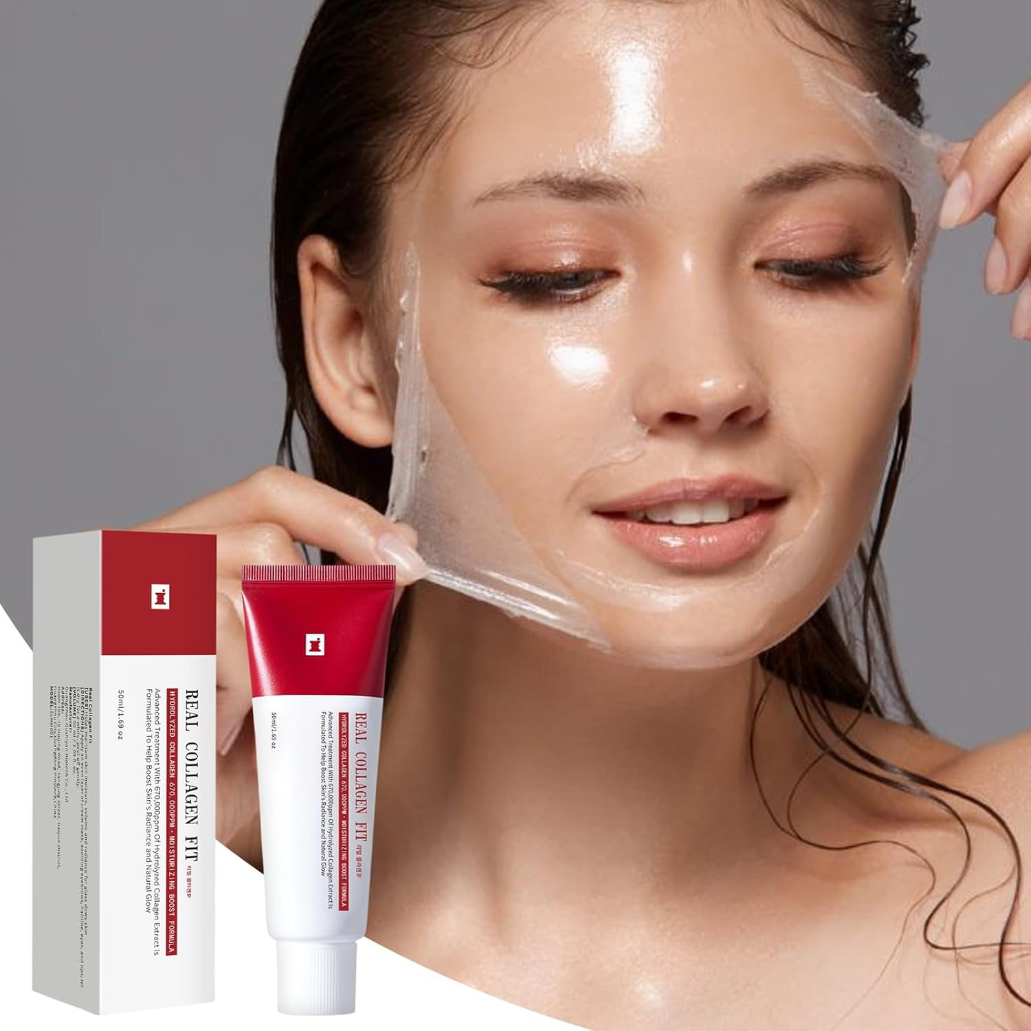 Collagen Wrapping Mask，Hydrolyzed Collagen Wrapping Mask for Elasticity & Hydration, Hydrating Peel off Mask Peel off Facial Mask for Glow & Glass Skin, Korean Skin Care, 50Ml image number 2