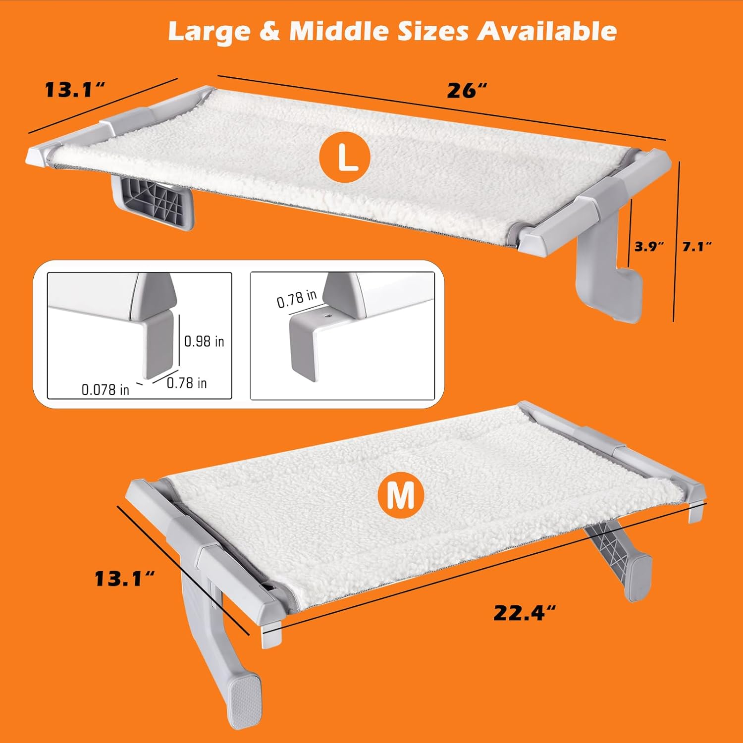 Cat Window Sill Perch Heavy Duty All Metal Frame Hold up to 100Lbs,Compact Size 22" X 13" X 7&ldquo;,Removable Dual-Sided Cushion,Adjustable Cat Hammock Bed Seat Shelf for Window Ledge for Cats Inside