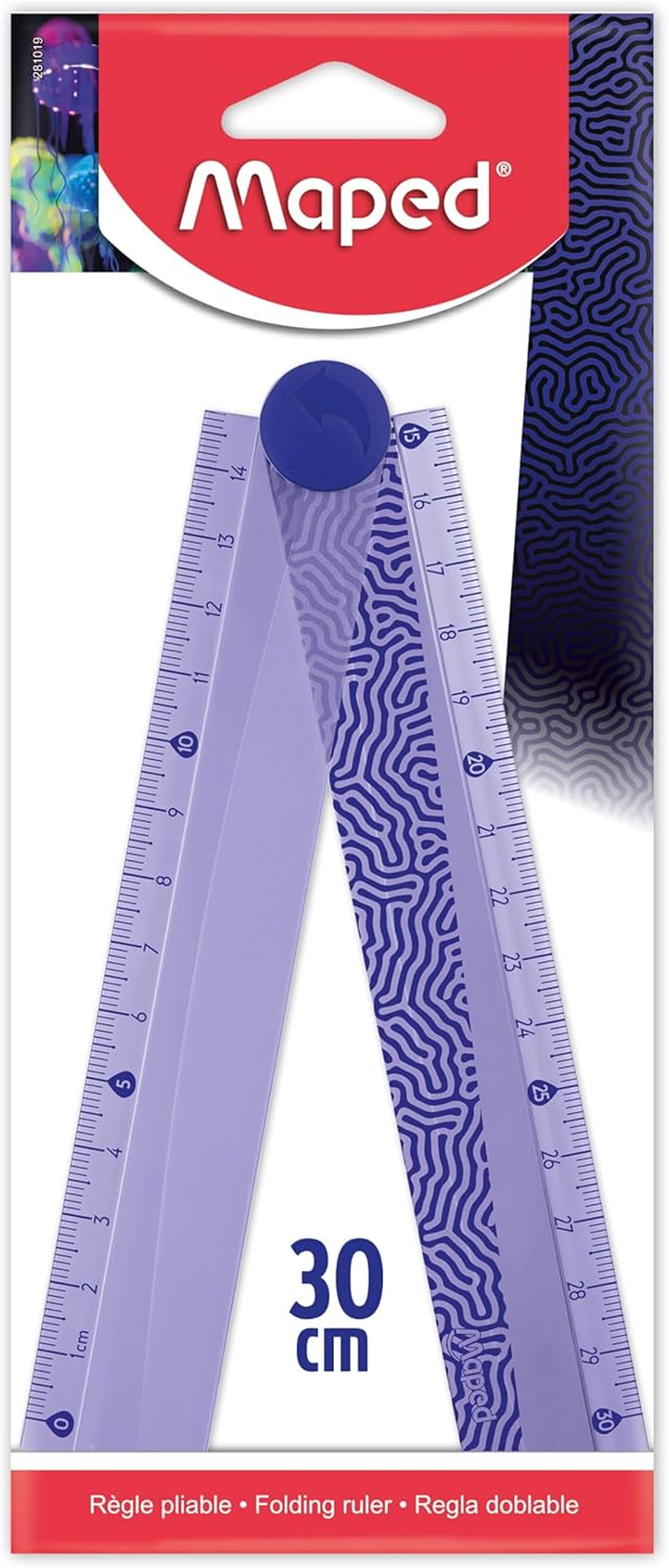 Maped 281019 Foldable Ruler, Purple, 30 Cm Size