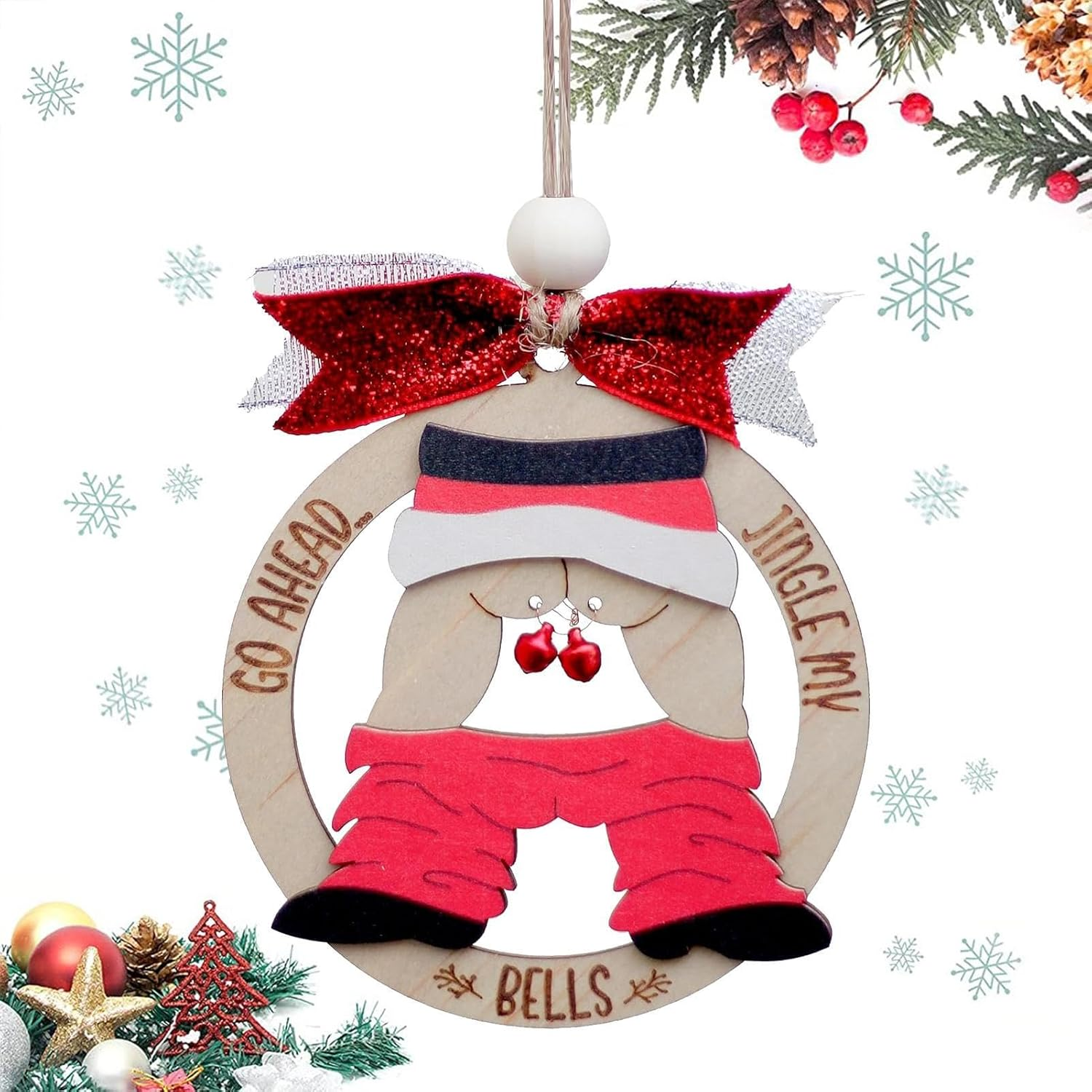 Christmas Tree Ornaments Wooden | Wooden Holiday Decor Christmas Tree Naughty Pendant,Christmas Door Tree Ornaments for Christmas Trees, Doors, Window image number 2