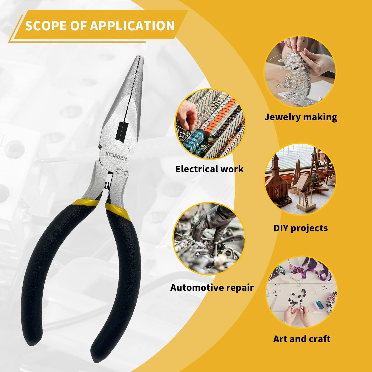 BOOSDEN 5 Inch Small Needle Nose Pliers Set, 5 Pack, Small Pliers Set Tools, Mini Precision Pliers Set, Mini Long Nose Pliers with Wire Cutter for Jewelry Making and DIY image number 1