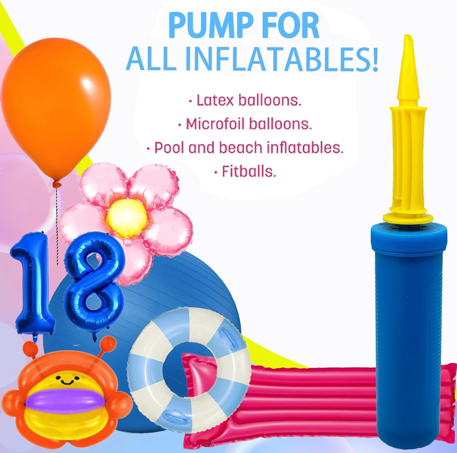 WARMGBOXCO Balloon Hand Pump,Balloon Pump Hand Two-Way Dual Action,Air Pump for Balloons for Birthday Party Decorations, Portable Hand Pump for Balloons. (Pack of 1) image number 1