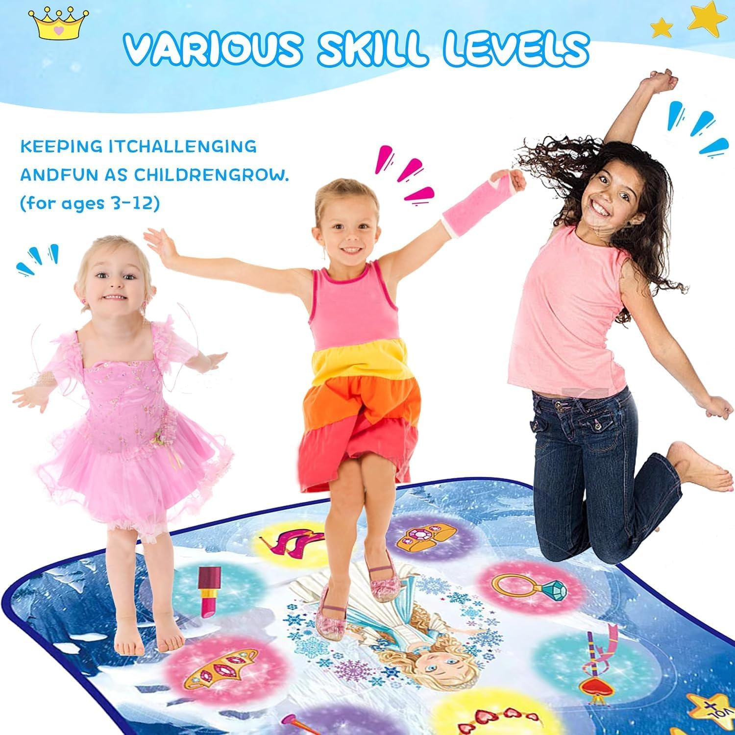 Kids Dance Mat-Frozen Toys for Girls,,Electronic Dance Pad ,6 Game Modes,Built-In Music,Light up LED Kids Musical Mat Dance Floor Mat for Girls & Boys,Christmas Birthday Gift for Girls 3-12 image number 1