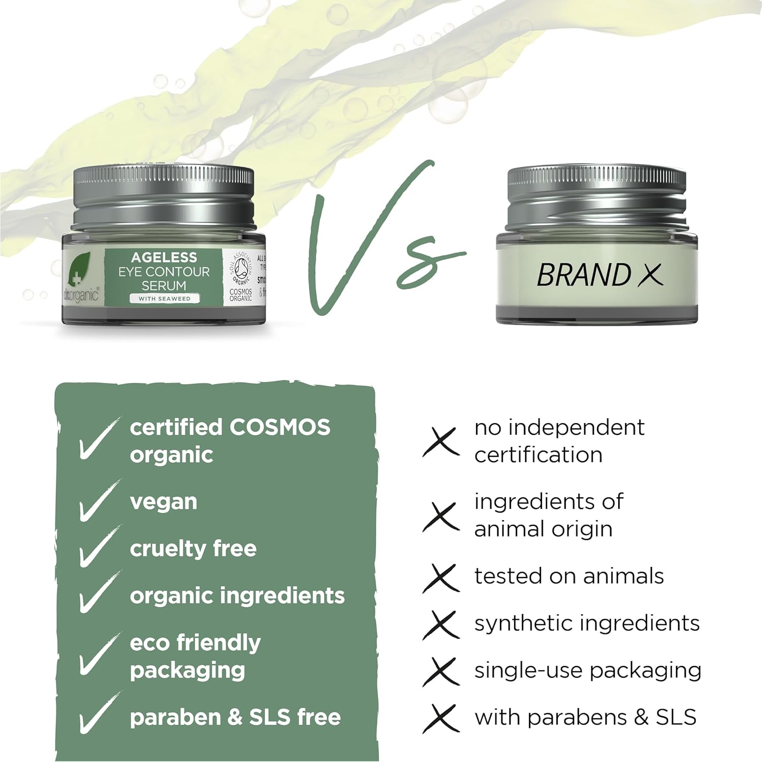 Dr Organic Ageless Eye Contour Serum with Organic Seaweed, New,Moisturising, Fine Lines, Wrinkles, Natural, Vegan, Cruelty-Free, Paraben & Sls-Free, Recycle &Recyclable, Certified Organic, 15Ml image number 2