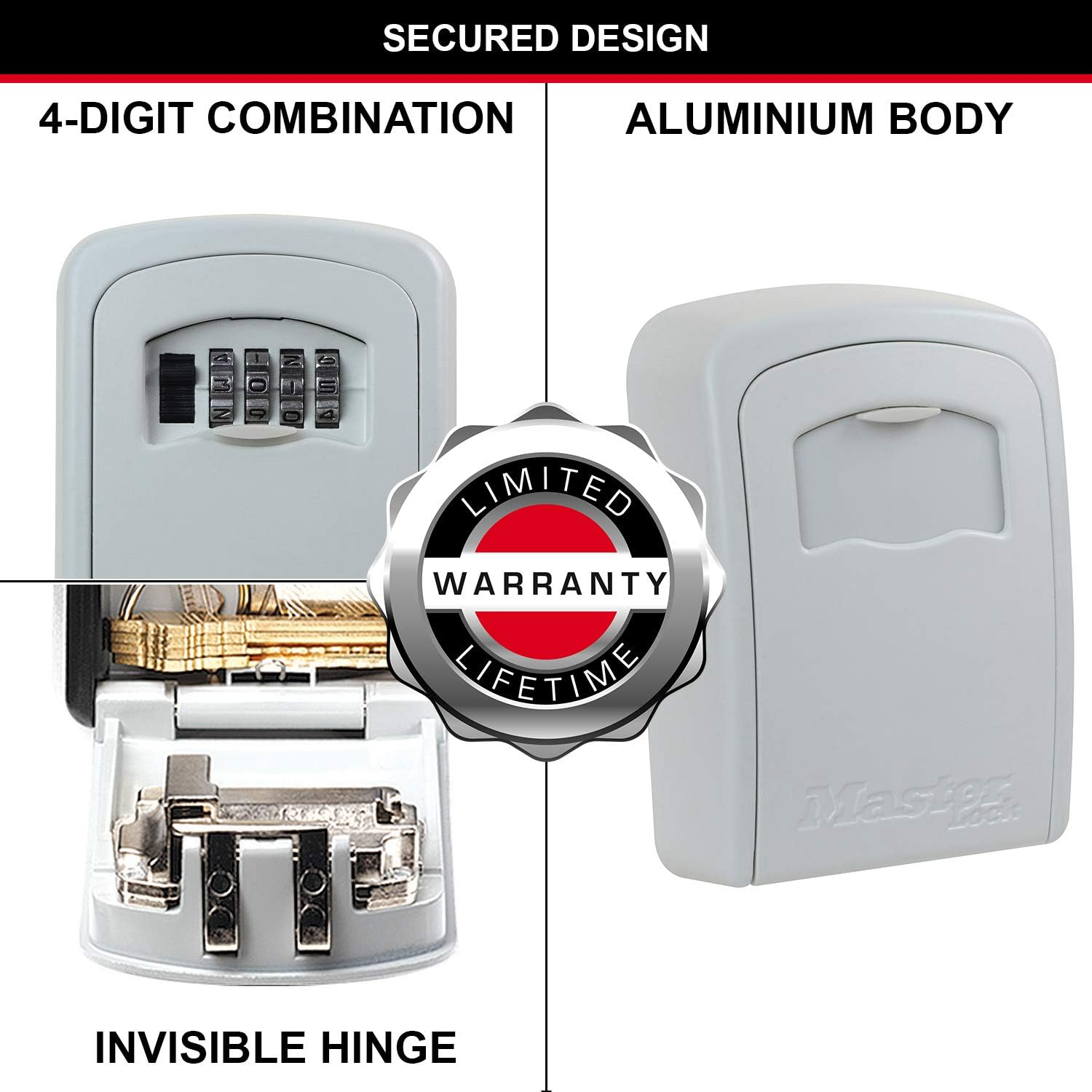 Master Lock Key Safe Wall Mounted, Medium 85 X 119 X 36 Mm, Cream, Outdoor, Mounting Kit, for Home Office Industries Vehicles image number 5