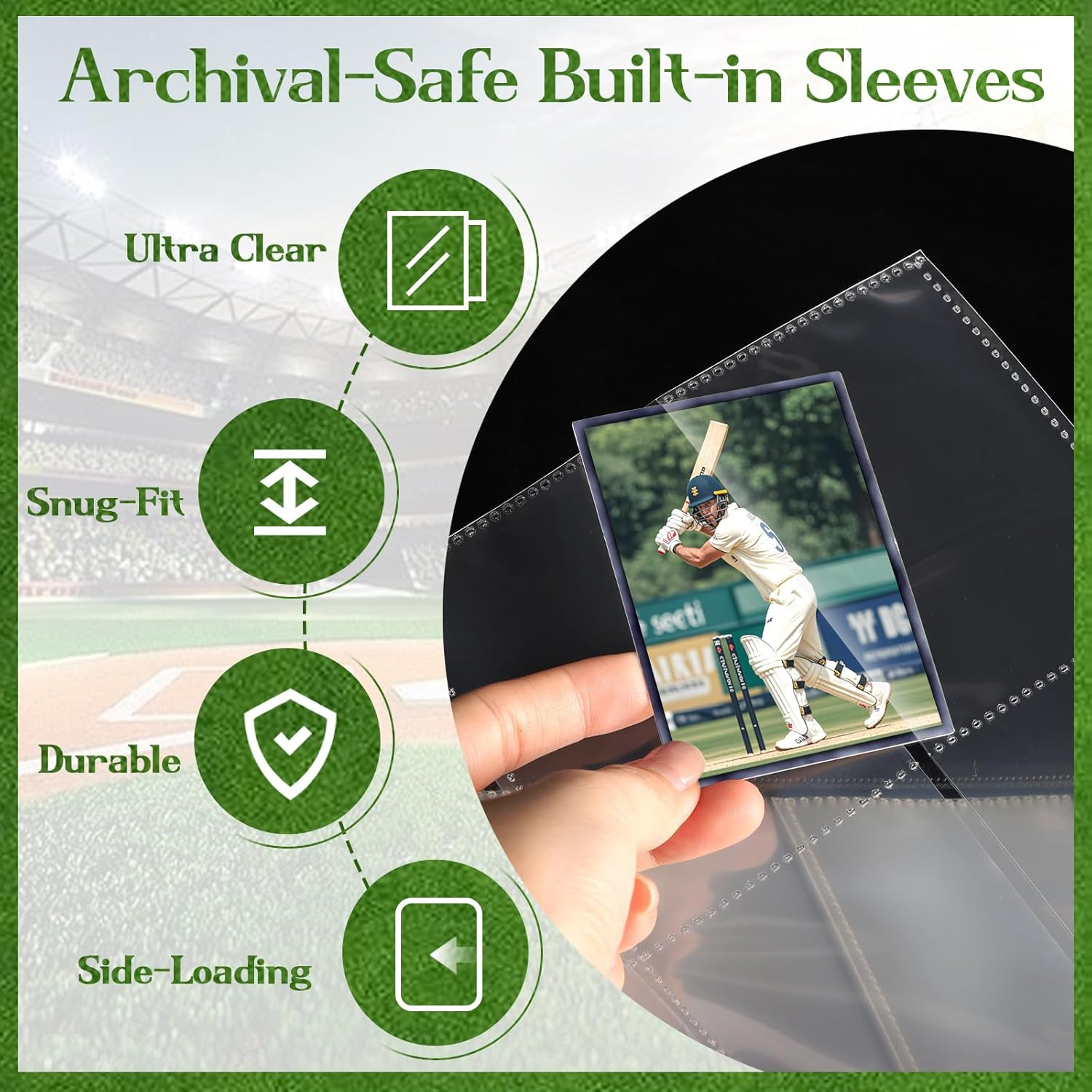 720 Pockets Baseball Card Binder for Baseball Trading Cards, Display Case with Baseball Card Sleeves Card Holder Protectors Set for Football Card and Sports Card image number 1