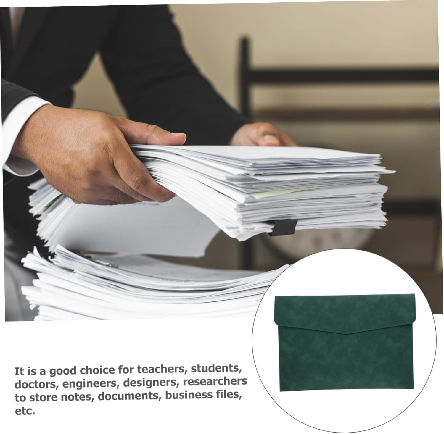 KALLORY Faux Leather File Pouch Portable Document Organizer for Office Use Imitation Leather File Holder for Documents Cards Passports More image number 6