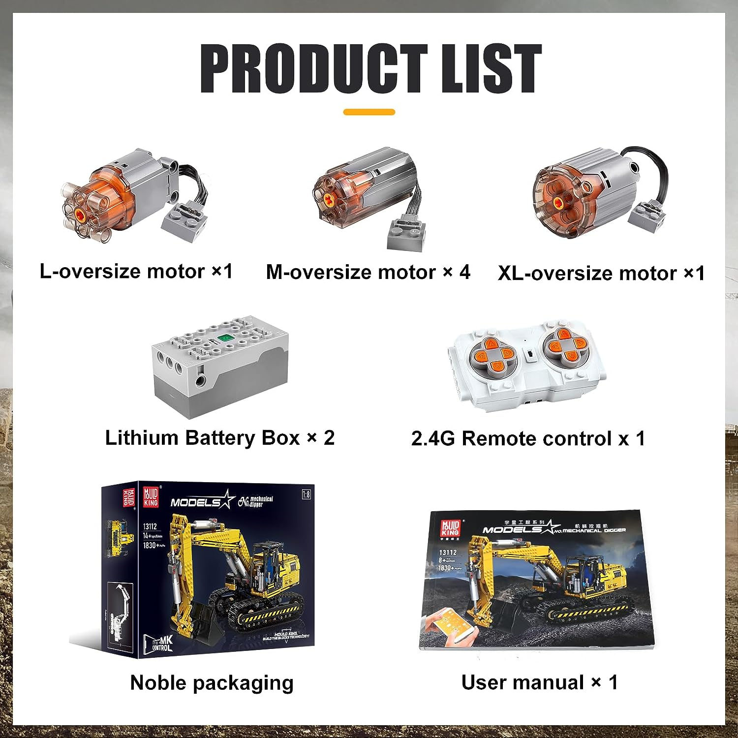 Mould King 13112 Excavator APP RC Technology Truck Car, Building Block Construction Model Remote Control Kit, Adults Kids Toys Gift MOC STEM image number 4