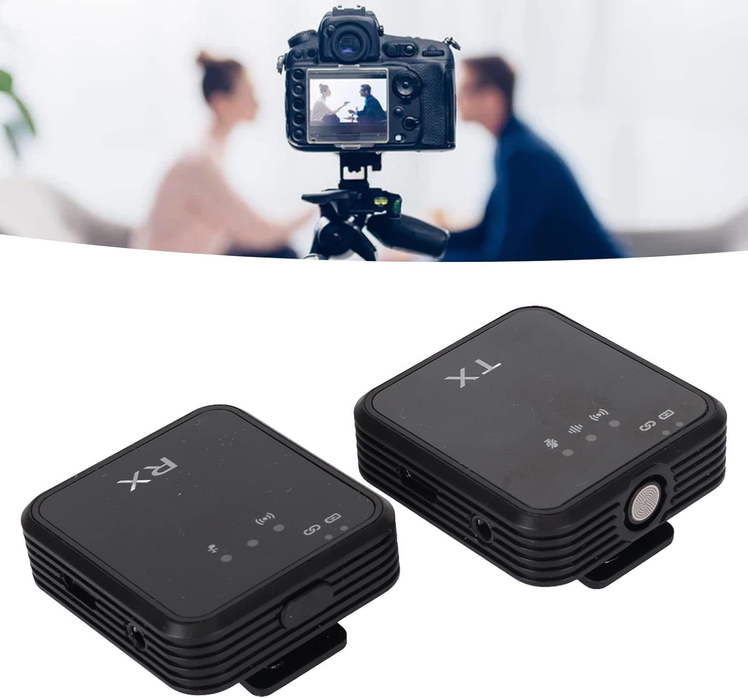 Wireless Lavalier Microphone Systems, Noise Cancelling Lapel Bluetooth Mic with LED Display, 1 for 2 Wireless Microphone Transmitters & Receivers for Outdoor Live Recording image number 2