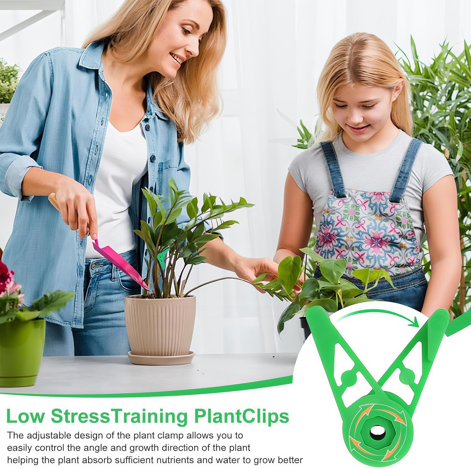 Xinghonyac 100 Pcs 360 Degree Adjustable Plant Clips, Plant Branches Bender Stem Trainer Clips, Plant Low Stress Training Clips for Branches and Vines, Garden Plants Support Tools image number 5