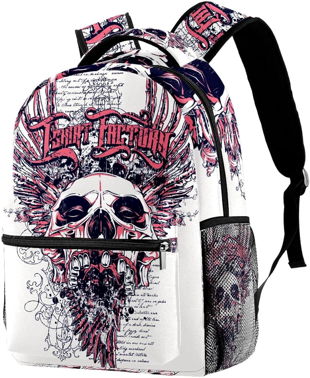 Pink Scared Skull Head Backpack Students Shoulder Bags Travel Bag College School Tote Backpacks image number 3