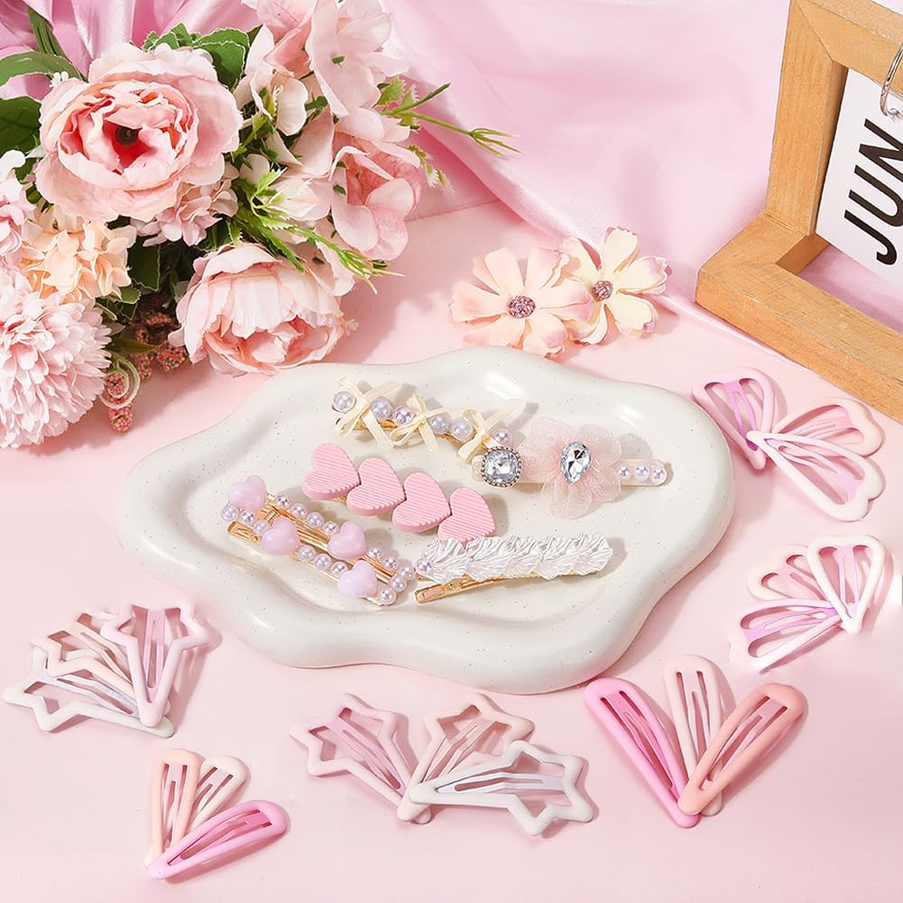 SOFPLATE Pack of 23 Hair Clips with Star Press Stud Metal Pink Hair Clips Colourful Aesthetic Heart Shape Teardrop Shape Elegant Decorative Headpiece Alligator Hair Pins Accessories for Long Short image number 3