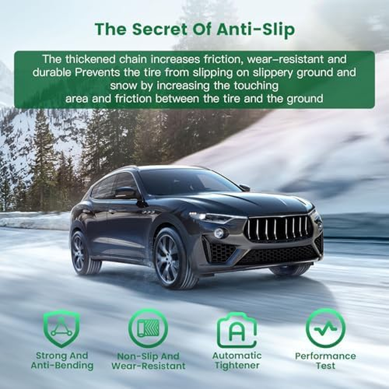 SCITOO Snow Chain for Car,2 Pack Tire Chain 235/75R15,265R15,265/70R15,275/60R15,225/75R16,245/70R16,245/75R16,255/60R16,225/70R17,235/60R17,235/65R17,245/55R17,255/55R17,235/60R18,235/50R19,255/40R19 image number 6