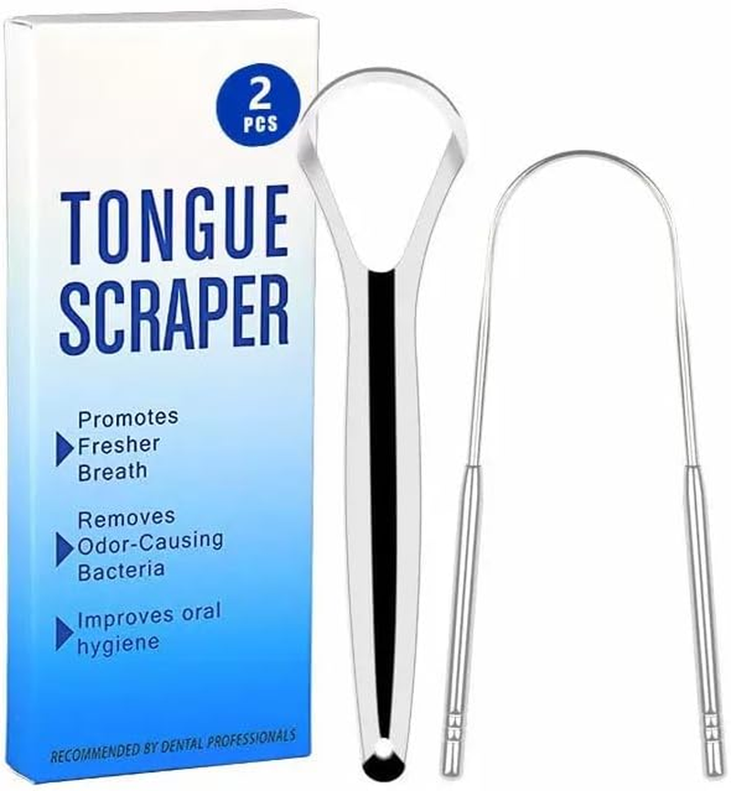 Vavilente Tongue Scraper for Adults and Kids(2 Pack),100% Stainless Steel, Reduce Bad Breath,Tongue Scrubber,Metal Tongue Cleaner for Oral Care & Hygiene image number 2
