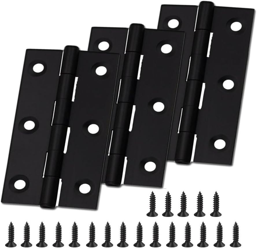 3PCS Stainless Steel Cabinet Door Hinge Repair Plate Furniture Cabinet Door Hinge Fixed Installation Hinge Hole Repair Artifact with Screws (Door Hinges(Black))