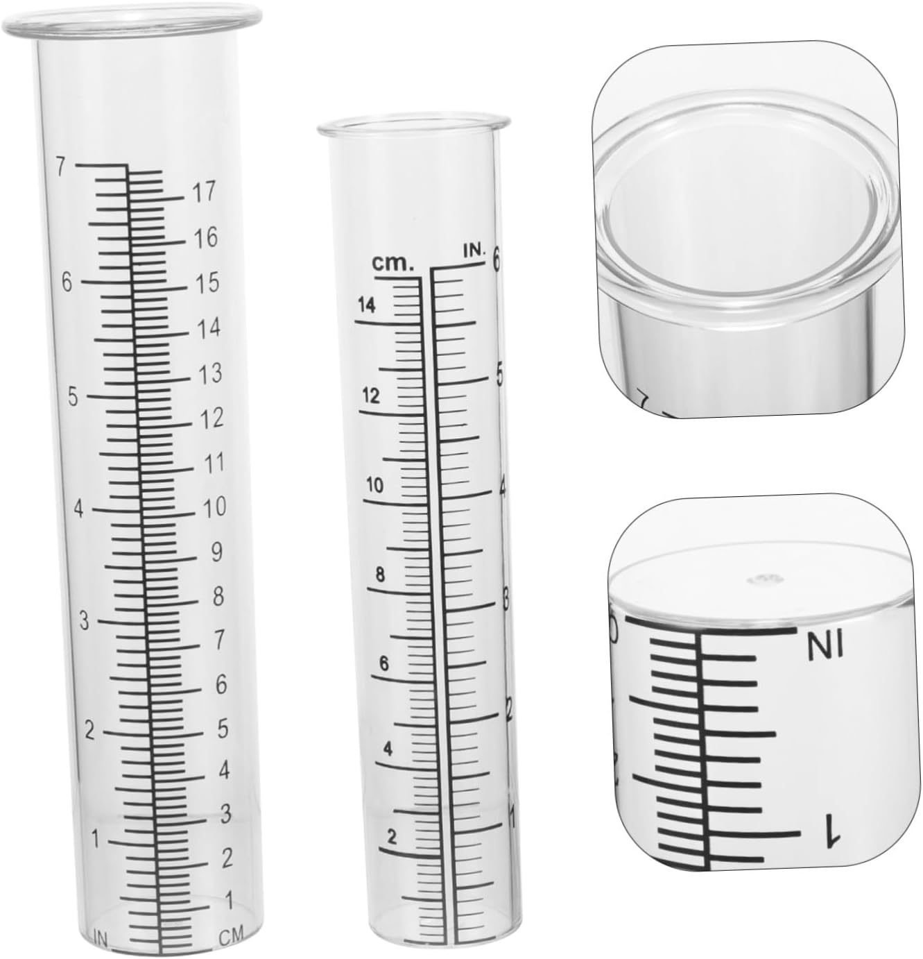 Toyvian 2Pcs Transparent Plastic Rain Gauges with Scale Rain Measuring Tubes for Garden Lawn Outdoor Water Collection and Precipitation Monitoring image number 1