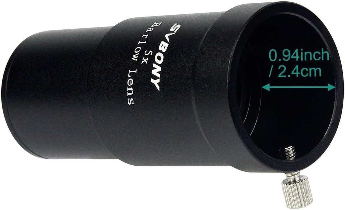 SVBONY Telescope Barlow Lenses, 1.25 Inch Telescope Accessory, Fully Metal Multi Coated Broadband Green Film Barlow Lens 5X for Telescope Astronomy Eyepiece image number 1